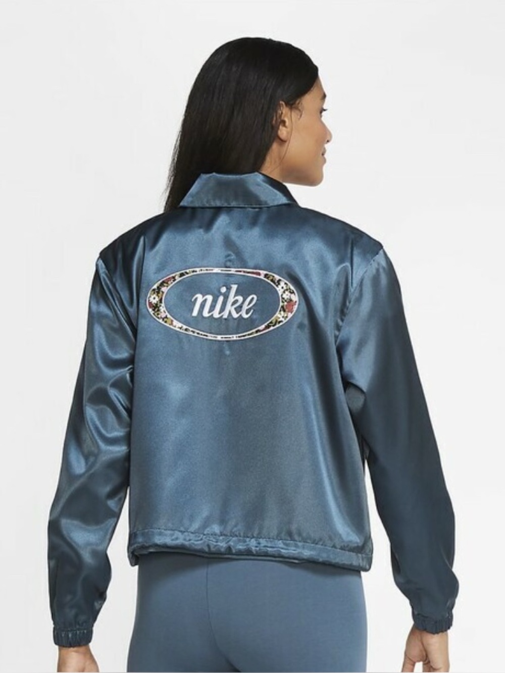 Nike Satin Coach Jacket in Dark Teal